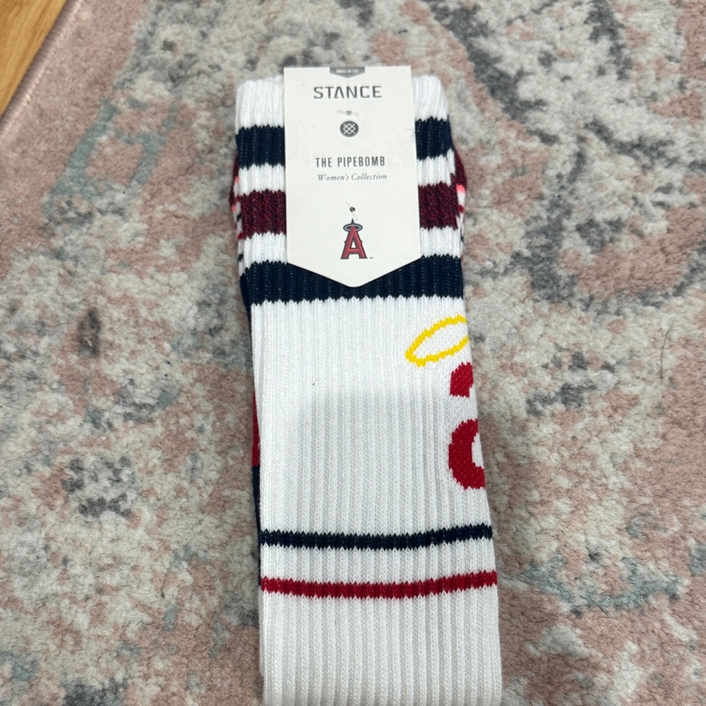 Stance White and Red MLB Angels Athletic Socks